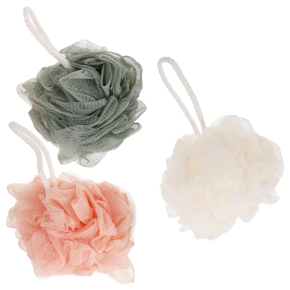 3 Pcs Mixed Color PE Bath Balls Mesh Shower for Body Care 07FC0E-D4 - KOEEK