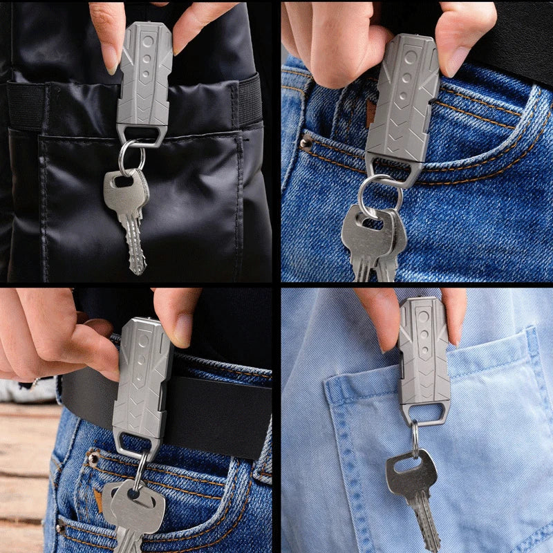 EDC Titanium Belt Buckle Portable Men's Belt Clip Waist Hang Keychain Crowbar 07FC0E-D4 - KOEEK