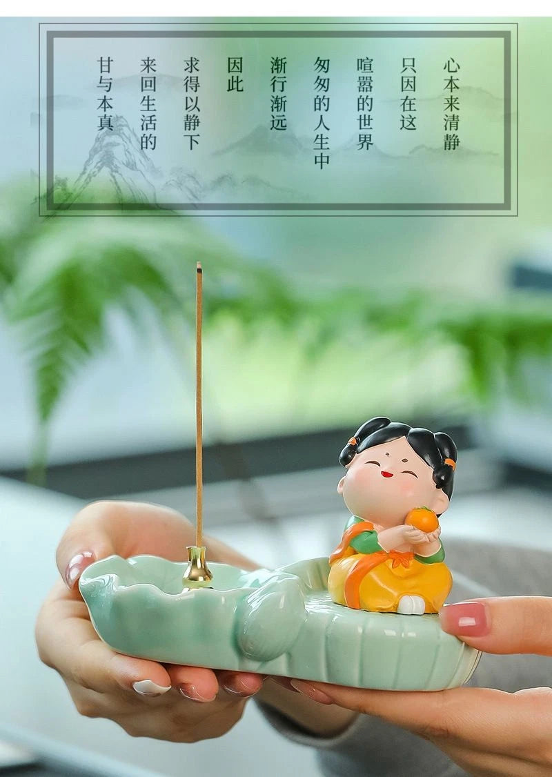 Tang Lady Incense Holder Stick Stand Desk Decor Office Tea Room Aromatherapy 07FC0E-D4 - KOEEK