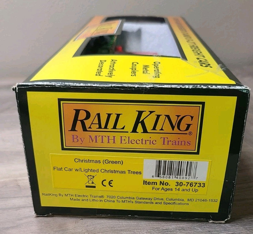 MTH O Scale Flat Car With Lighted Christmas Tree Trees, Green 30-76733 MTH - KOEEK