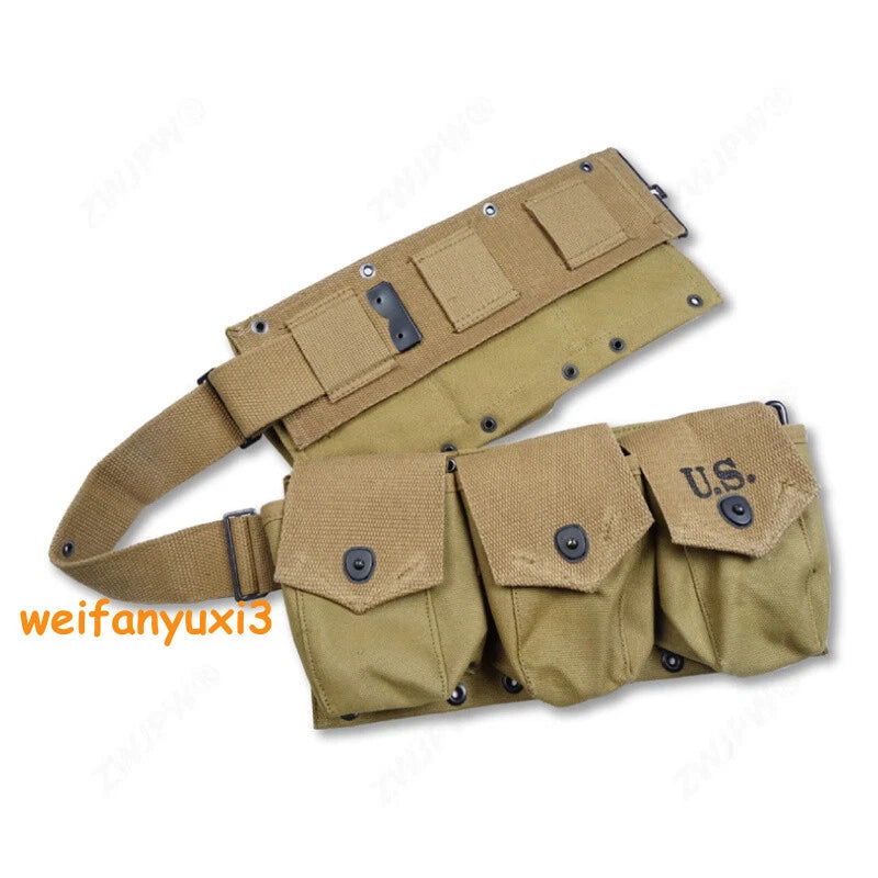 Replica World War II US Army B.A.R. 6 Bags khaki Money Belt Button Closure Bags 07FC0E-D4 - KOEEK