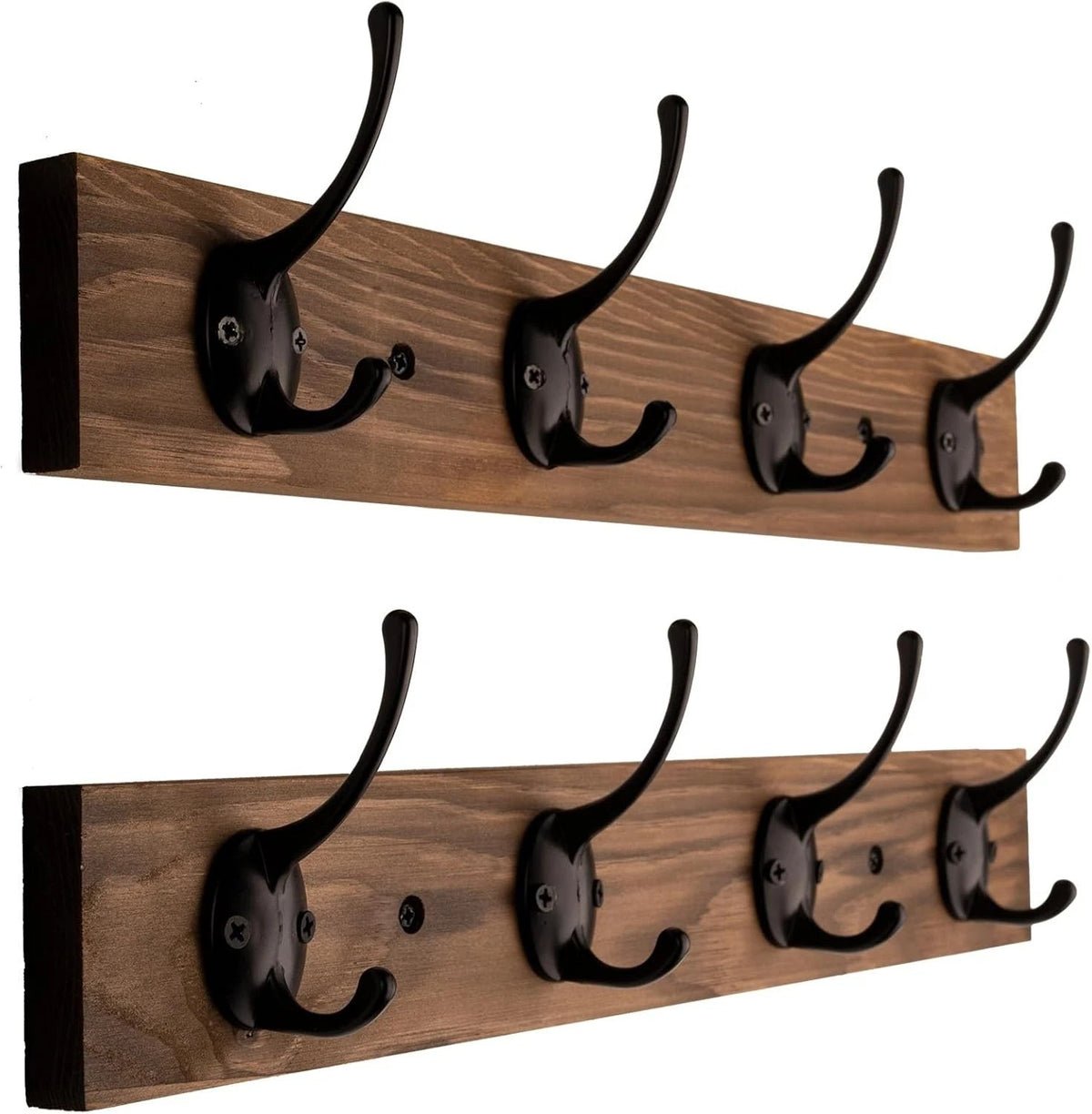 Coat Hooks Wall Mounted, Wooden Hat Rack with 4 Hooks for Entryway, Bathroom 07FC0E-D4 - KOEEK