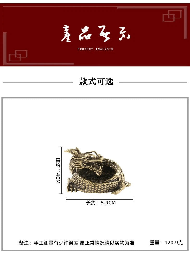 Brass Collectible Dragon Ashtrays Ash Holder Small Vintage Dragon Incense Burner 07FC0E-D4 - KOEEK