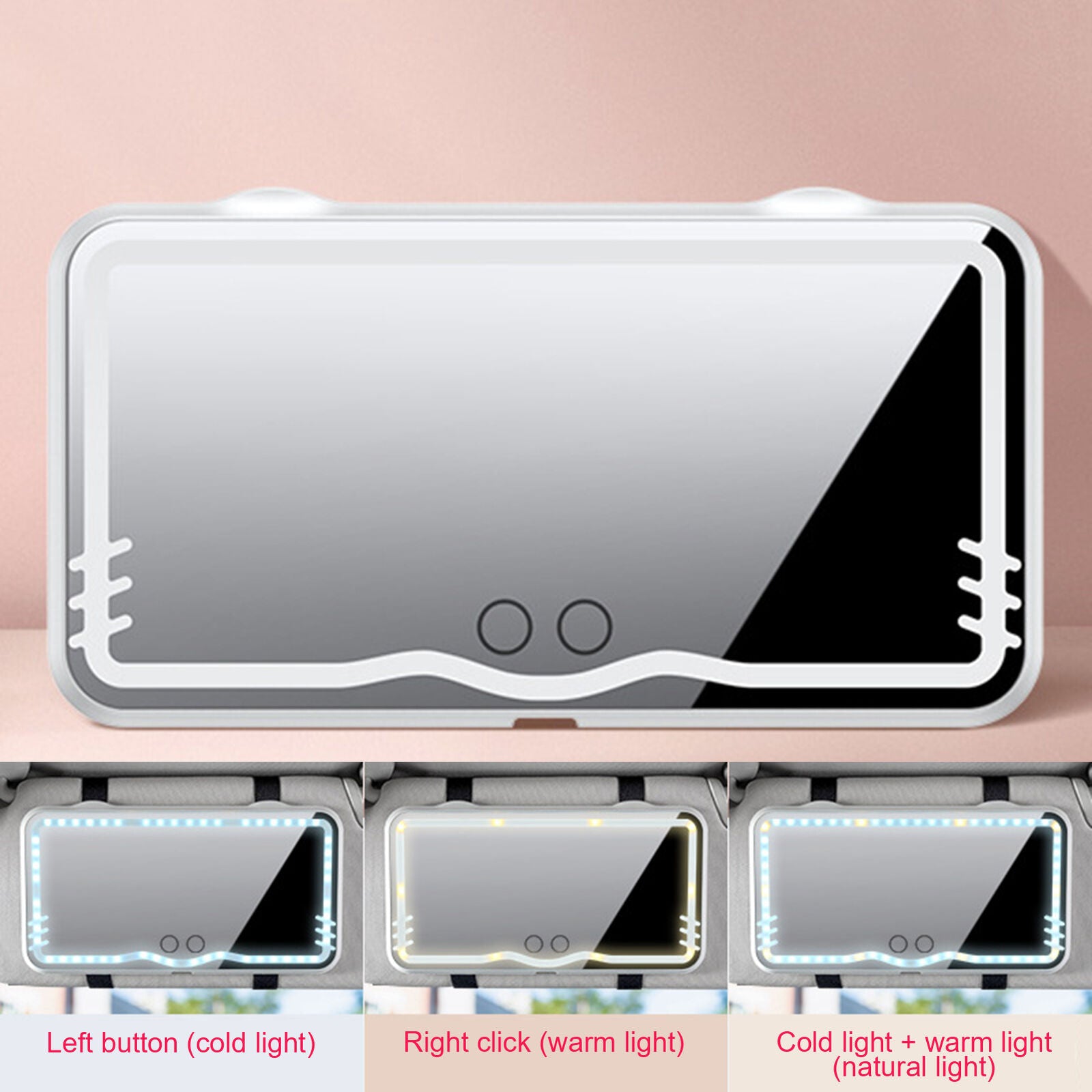 new Car Sun Visor Vanity Mirror Rechargeable Touch On Screen LED Light Makeup Mirror koeek - KOEEK