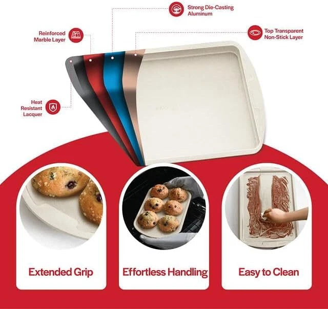 Baking Pan Set - 6 Piece - Stackable, Deluxe, Non-Stick Baking 07FC0E-D4 - KOEEK