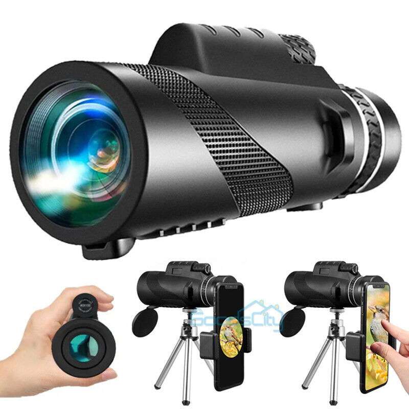 nytt 50X60 Zoom HD Monocular Telescope +Stativ +Klips for mobiltelefon