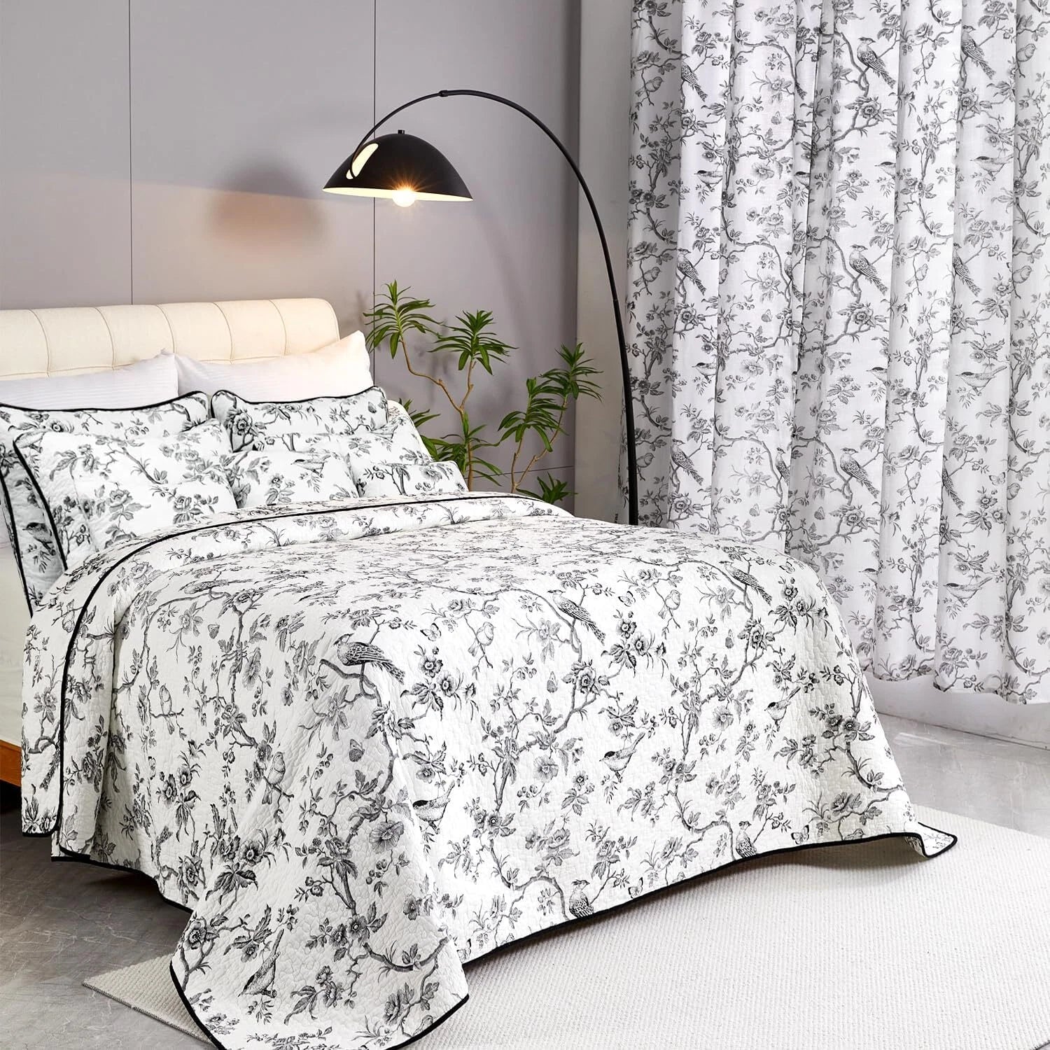 Cotton Queen Size Black Bird Bedding Set Printed Lightweight Duvet Cover 07FC0E-D4 - KOEEK
