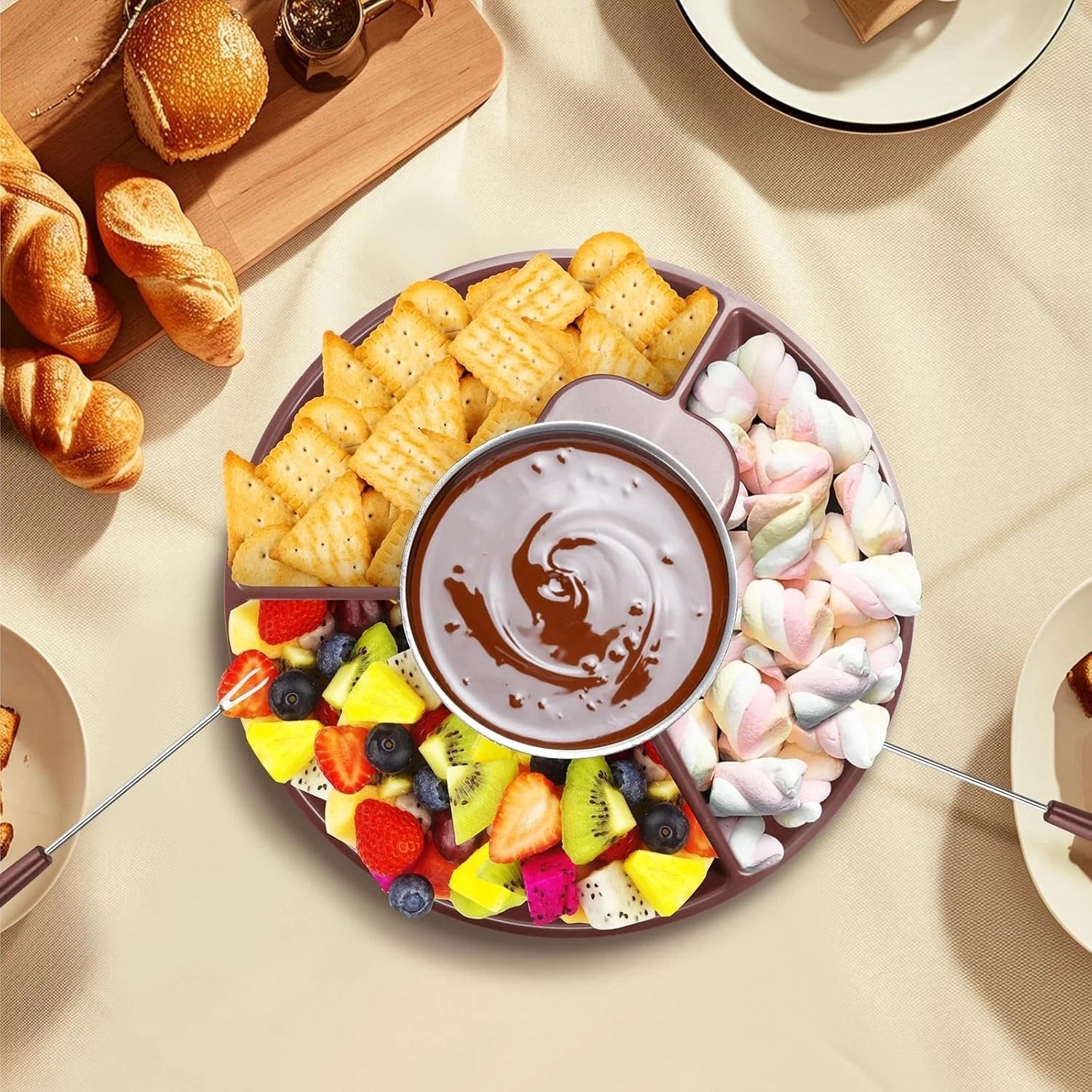 MINI Melting Fondue Set, 10oz Electric Chocolate Melting Pot with 6PCS Forks 07FC0E-D4 - KOEEK