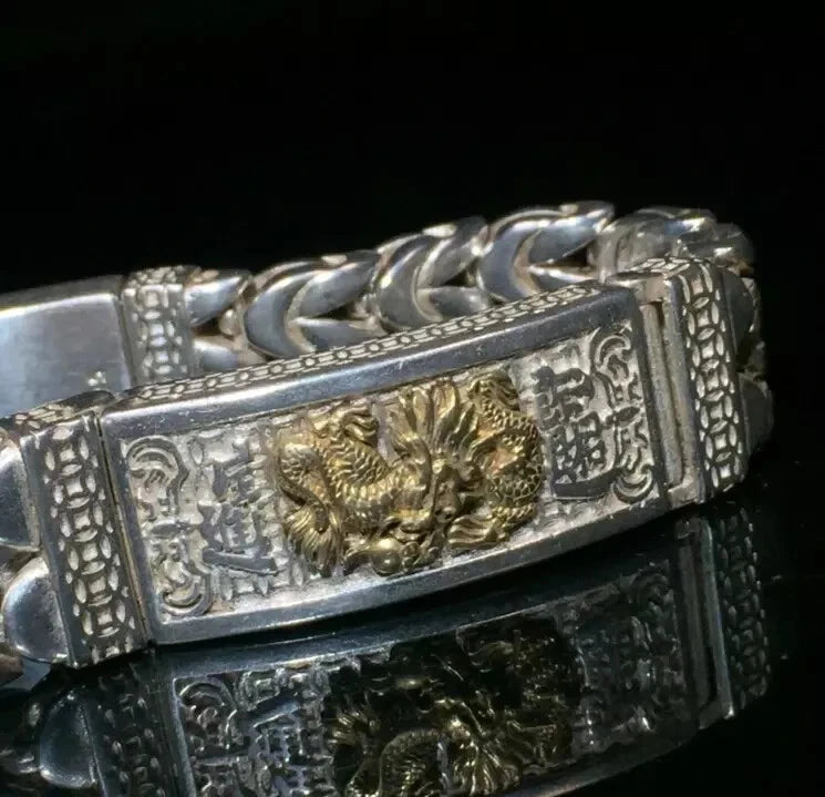 Men's 925 Silver - plating Bracelet. Length 8.6 inches Gift 07FC0E-D4 - KOEEK