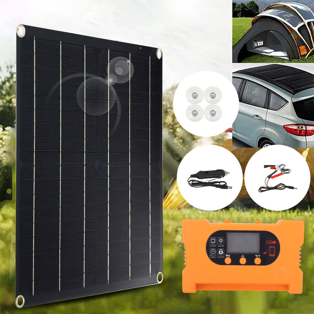 ny 50W Mono Solcellepanel Lading Camping Hjem Båt 100A Kontroller RV Hjem Bil Båt