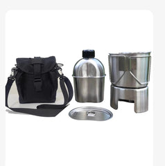 US Military Canteen Wire Handle Cup Stove Outdoor Camping Mess Kit 4 Piece Set 07FC0E-D4 - KOEEK