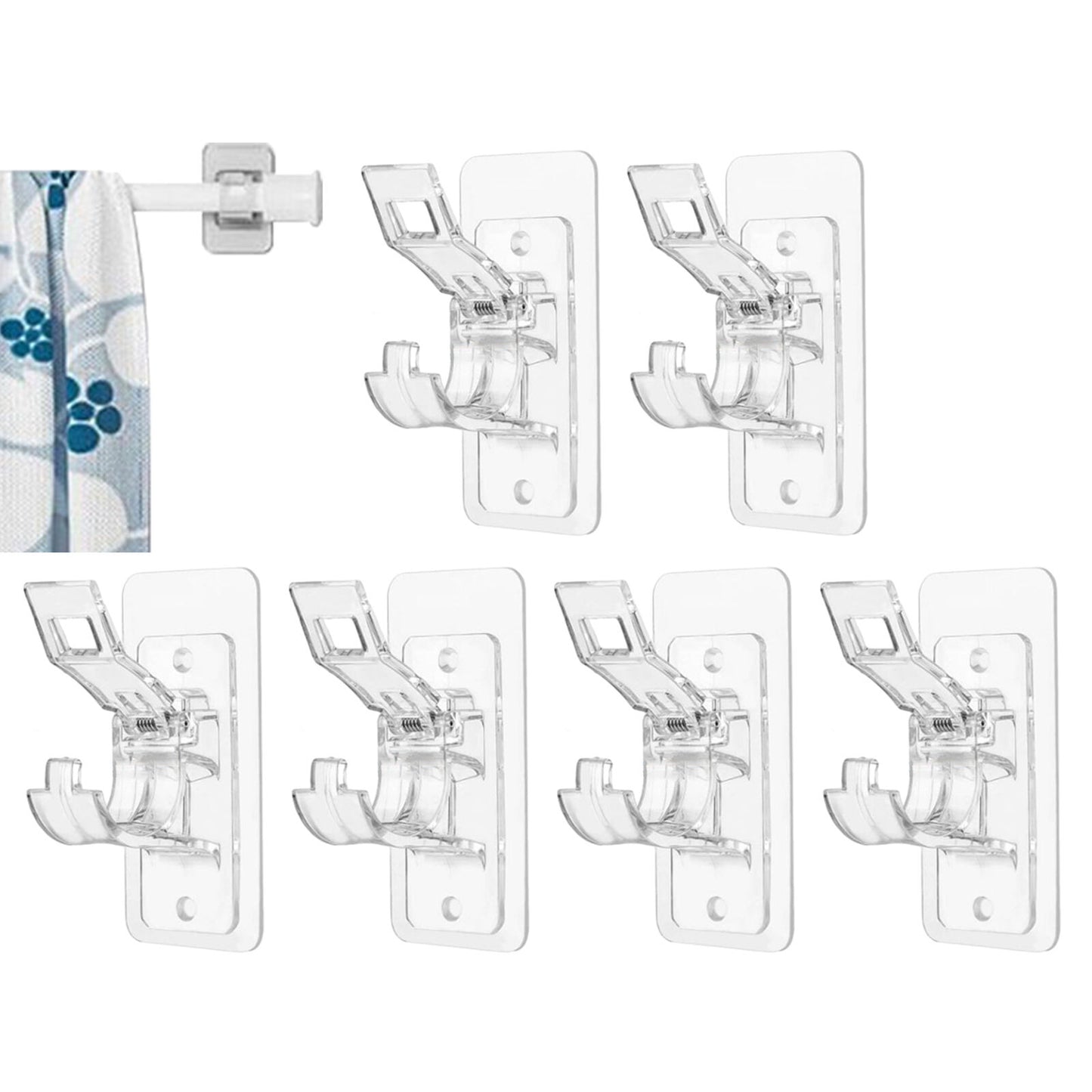 new 4/6PCS No Drill Curtain Rod Bracket No Drilling Self Adhesive Curtain Rod Holder koeek - KOEEK