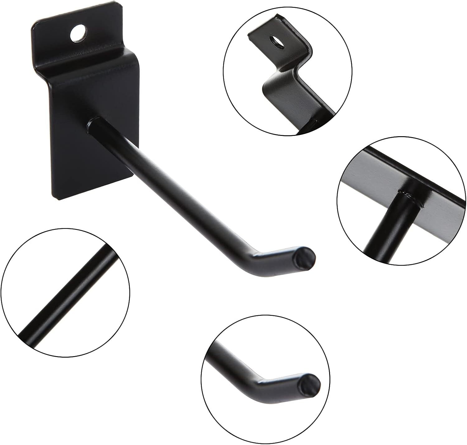new ZOEYES 32 PCS 4 inch Slatwall Hooks, Metal Display Panel 4 inches, Black