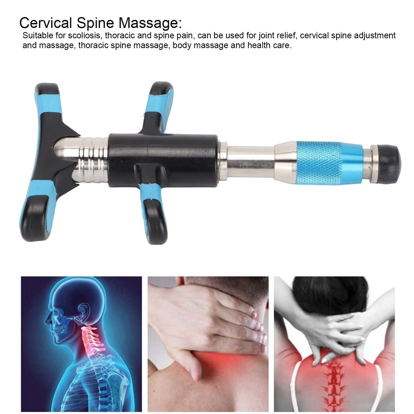 new Chiropractic 10 Gears Strength Joint Spine Massager Correction(Blue ) HGF koeek - KOEEK