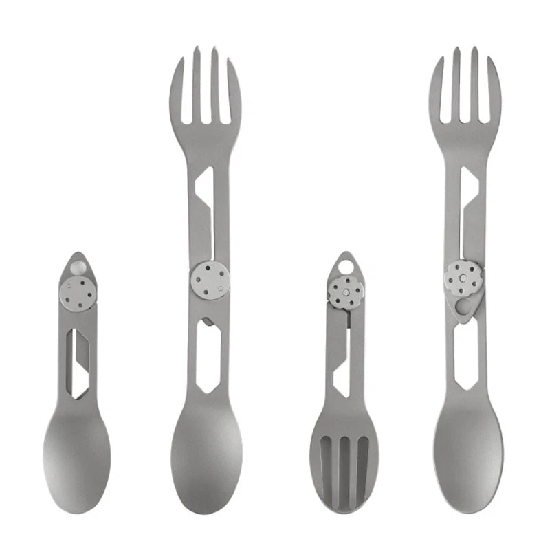 Titanium Fork and Spoon 2 in 1 Set Camping Outdoor Portable Cutlery EDC 07FC0E-D4 - KOEEK