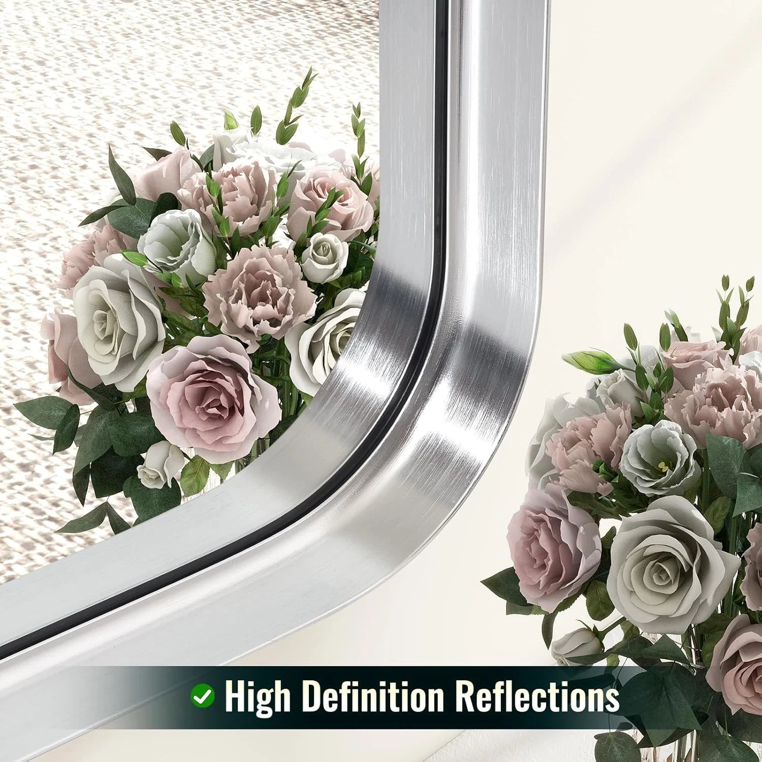 Silver Bathroom Mirror for Wall, 30x22''Rectangular Aluminum Alloy Framed Mirror 07FC0E-D4 - KOEEK