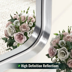 Silver Bathroom Mirror for Wall, 30x22''Rectangular Aluminum Alloy Framed Mirror 07FC0E-D4 - KOEEK