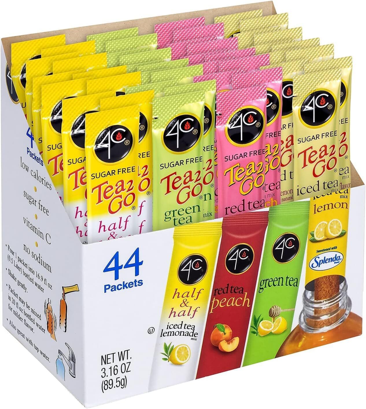 new 4C Powder Drink Mix Packets, Iced Tea Variety 1 Pack, 44 Count, Singles Stix... 4C - KOEEK