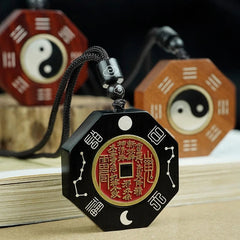 Sandalwood Handmade Carve Pendant Taoism Accessories Chinese Tai Chi Decoration 07FC0E-D4 - KOEEK