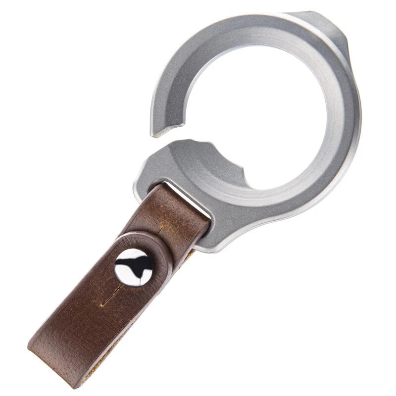 EDC Titanium Alloy + Leather Keychain Car Key Bag Portable Opener Crowbar Cutter EDC - KOEEK