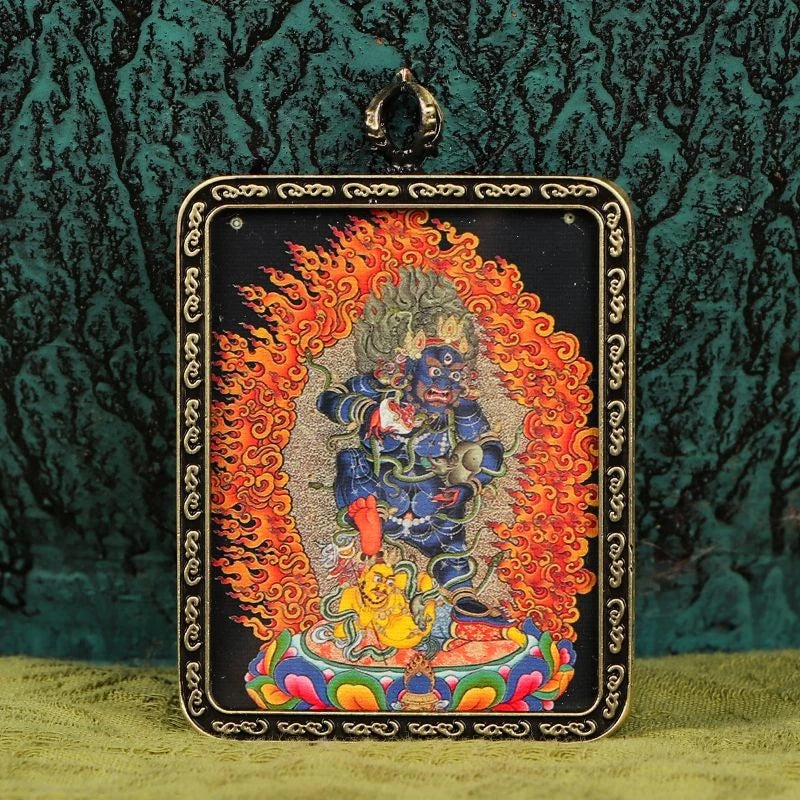 Brass Tibetan Amulet Jambhala Palden Lhamo Mahakala Thangka Pendant Buddhist 07FC0E-D4 - KOEEK