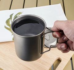 450ml Titanium Water Cup Ultralight Folding Handles Outdoor CampingCoffeeMug EDC 07FC0E-D4 - KOEEK