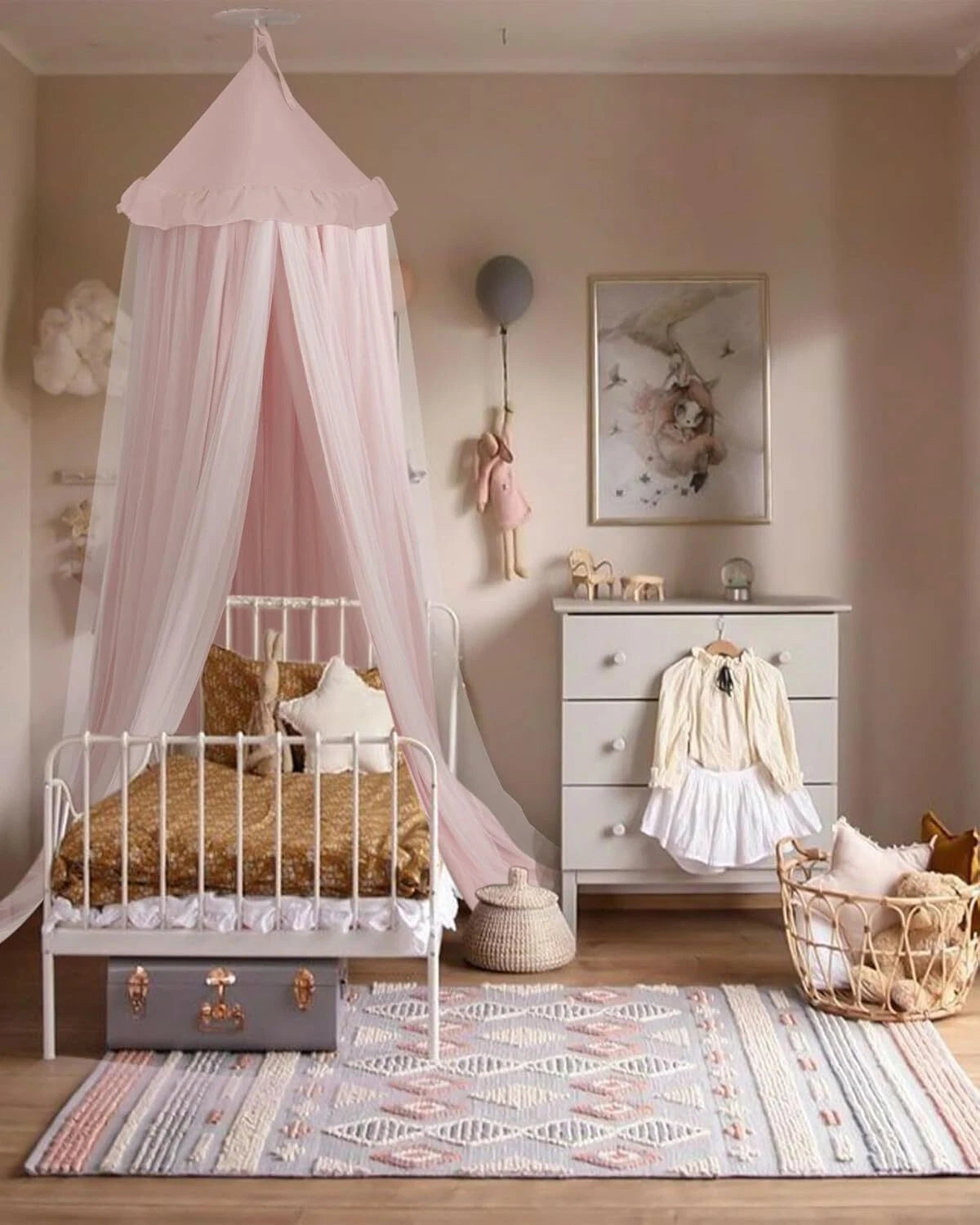 Bed Canopy with Star Lights, Double Layer Canopy for Bed, Princess Play Tent 07FC0E-D4 - KOEEK