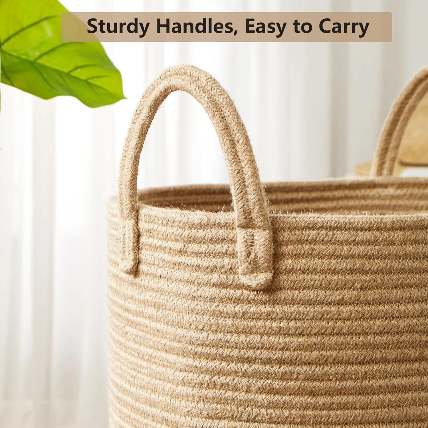 15 inches × 20 inches Ramie woven laundry basket Rattan rope clothing 07FC0E-D4 - KOEEK