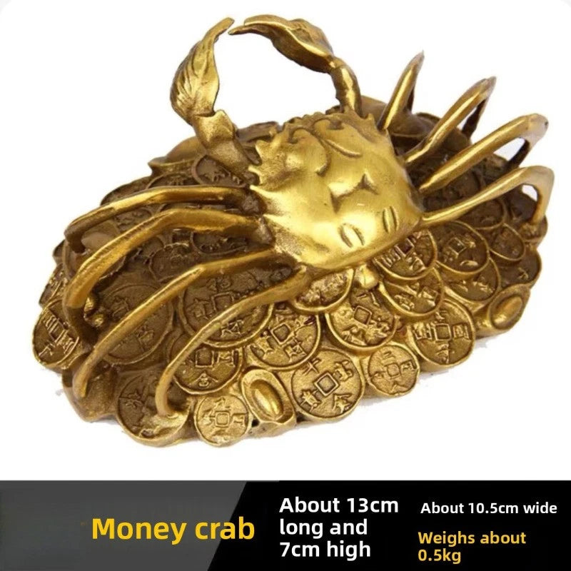 13cm Chinese Old Fengshui Copper Handwork Carve Ingots Money Crab Statue Crafts 07FC0E-D4 - KOEEK