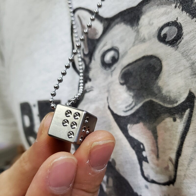 Solid TC4 Titanium Dice 14mm 0.55 Inch 6 Sided Ice Cube EDC Toy Necklace Pendant 07FC0E-D4 - KOEEK