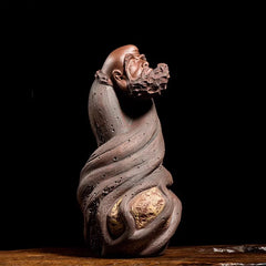 14cm Purple Clay Bodhidharma Sculpture Tea Pet Handmade Decoration Ornament 07FC0E-D4 - KOEEK