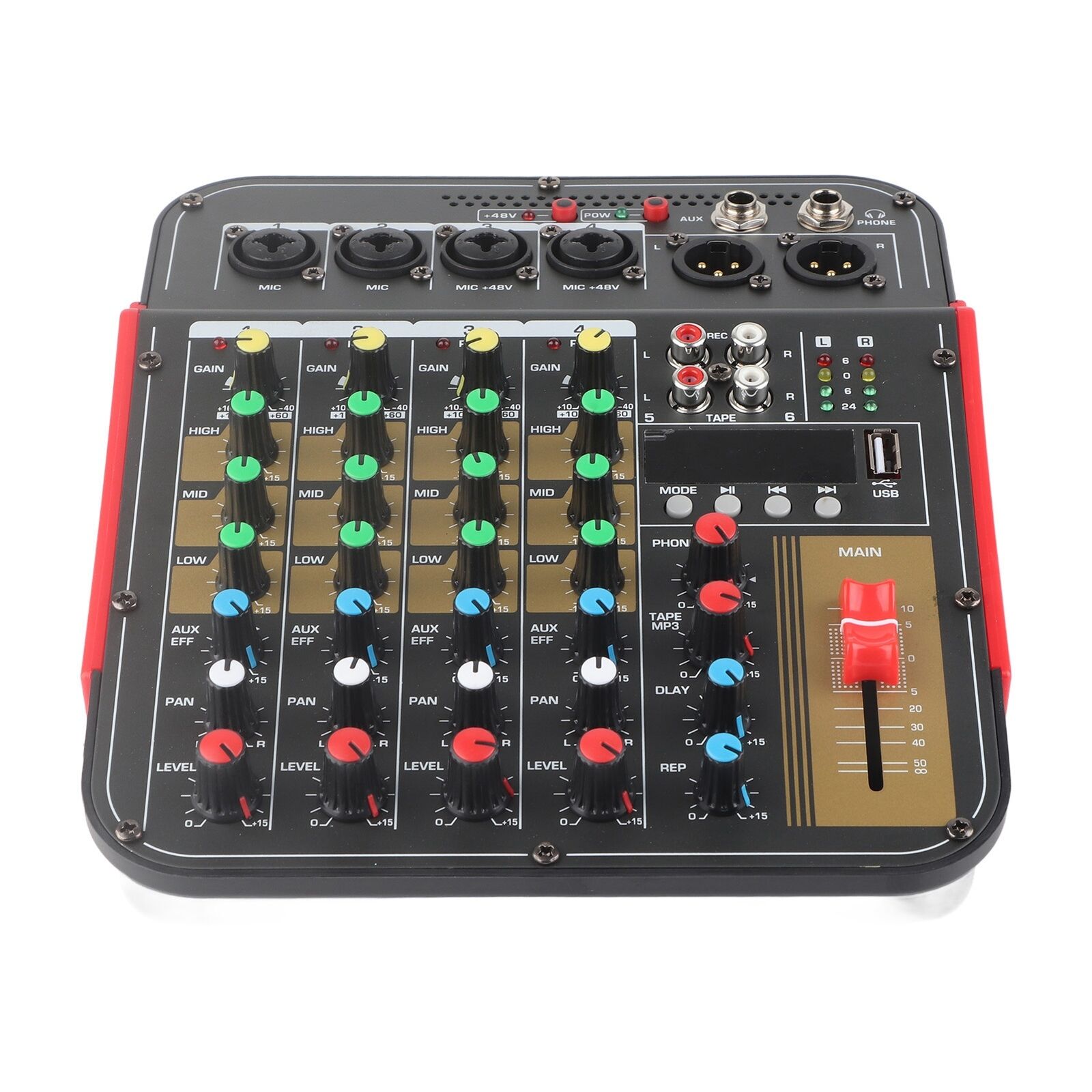 ny Mixing Console Audio Mixer 4-kanals digital controller US-stik AC100-240V