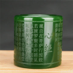 Natural Green Jade Ring Men Thumb Buddhism Heart Meridian Ring 07FC0E-D4 - KOEEK