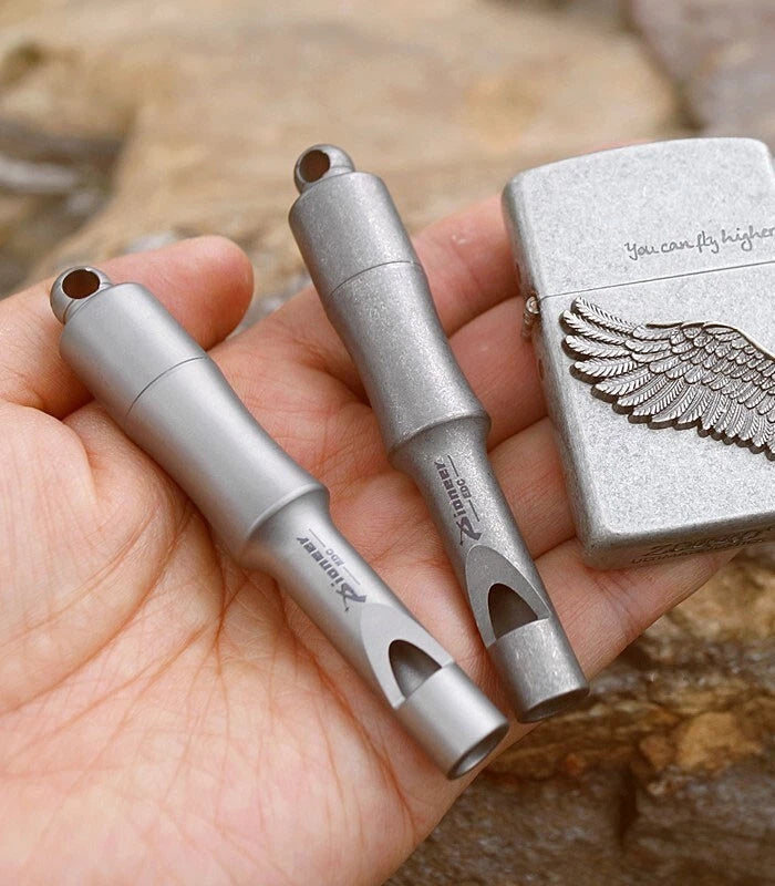 EDC Titanium Alloy Keychain Whistle w/ Waterproof Storage Box Outdoor Multi Uses 07FC0E-D4 - KOEEK
