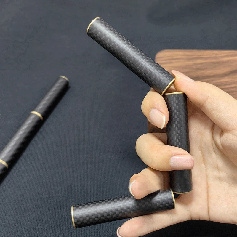 Hot Carbon Fiber + Brass 3 Section Fingert Spinner Top Adult Toy Magnetic Metal 07FC0E-D4 - KOEEK