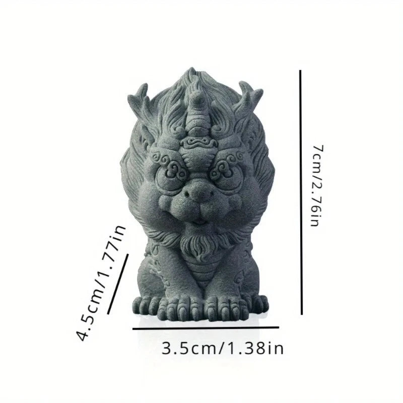 7cmChinese Rui Beast Luck Kirin Statue Green Stone Feng Shui Decoration Tea Pet 07FC0E-D4 - KOEEK