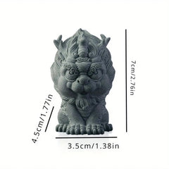 7cmChinese Rui Beast Luck Kirin Statue Green Stone Feng Shui Decoration Tea Pet 07FC0E-D4 - KOEEK