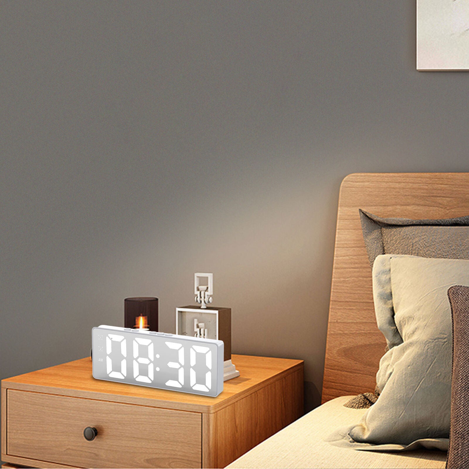 new Bedroom LED Electronic Alarm Clock Small Wall Clock Dimmable With Temperature koeek - KOEEK