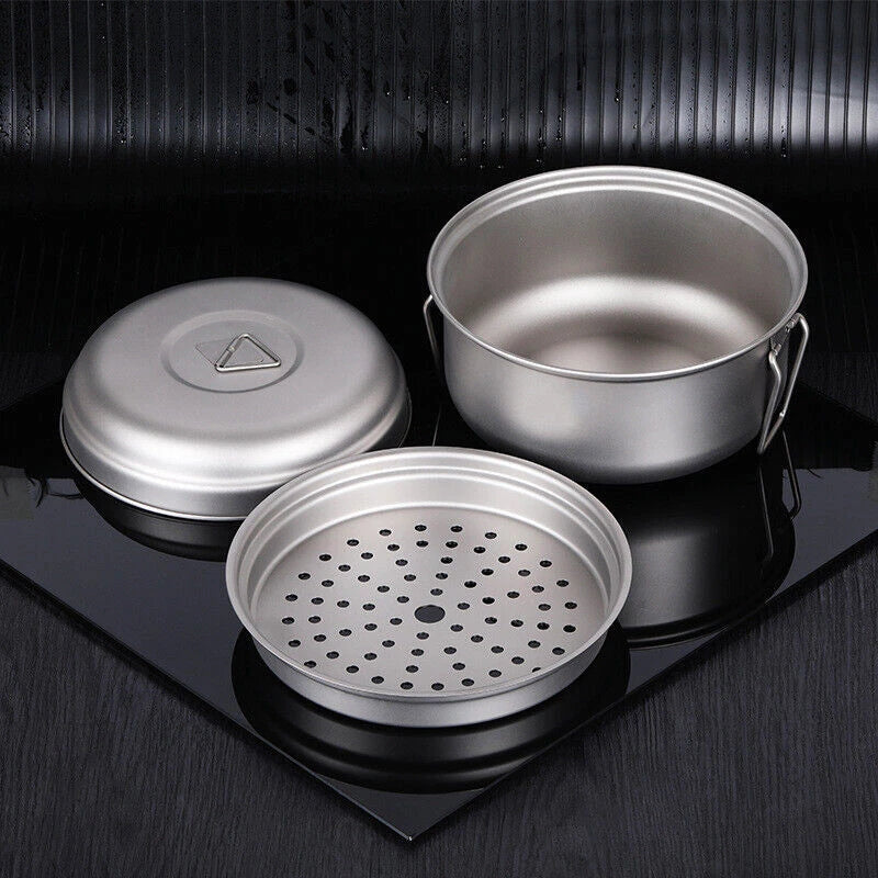 Outdoor 2L Titanium Steamer Tableware Soup Pot Portable Camping Large Capacity 07FC0E-D4 - KOEEK