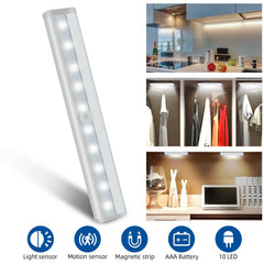 1 to 6 pack 10 LED Motion Sensor Closet Lights Under Cabinet Battery Night Light 07FC0E-D4 - KOEEK