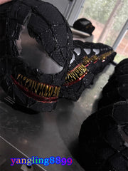 Venom Spiderman Cosplay Mask Prop 1:1 Full 3D Texture Ver Black Chin Movable 07FC0E-D4 - KOEEK