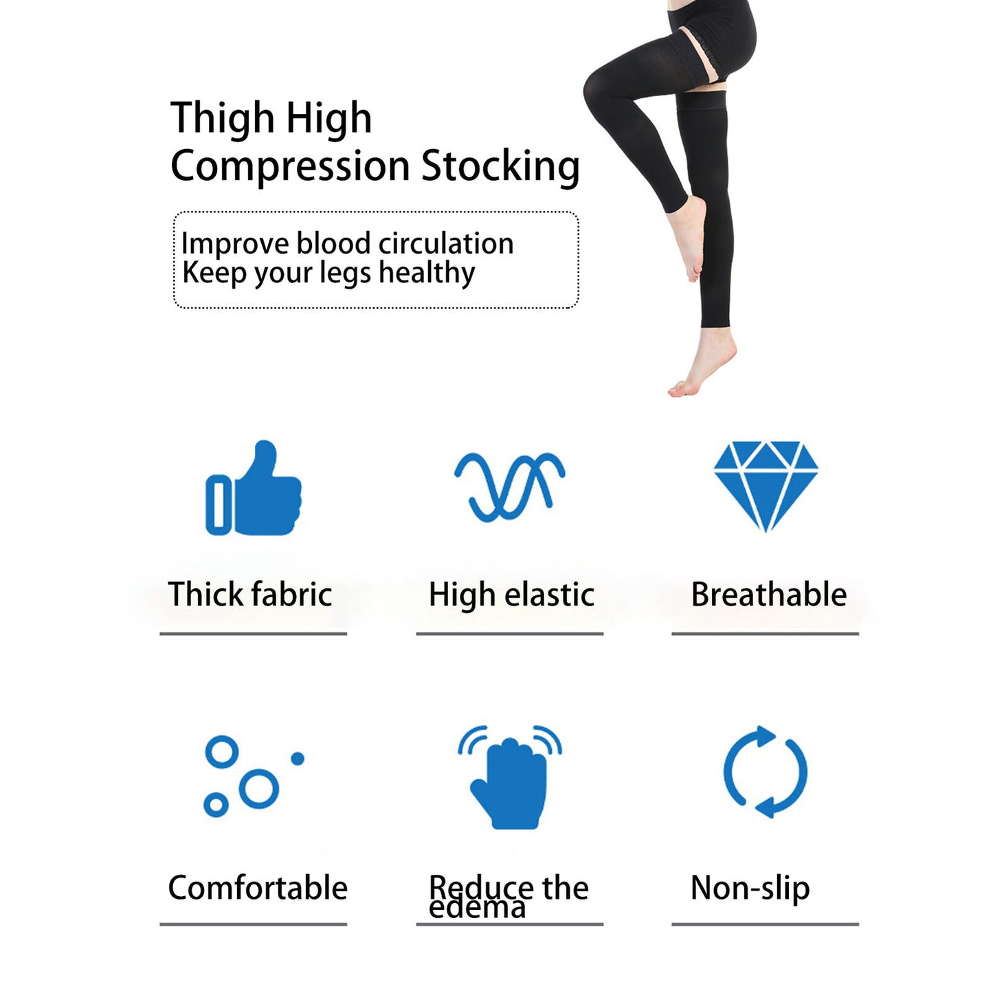 new Thigh High Compression Stockings 2332 MmHg NonSlip Toeless Leg Sleeves (L ) HGF koeek - KOEEK