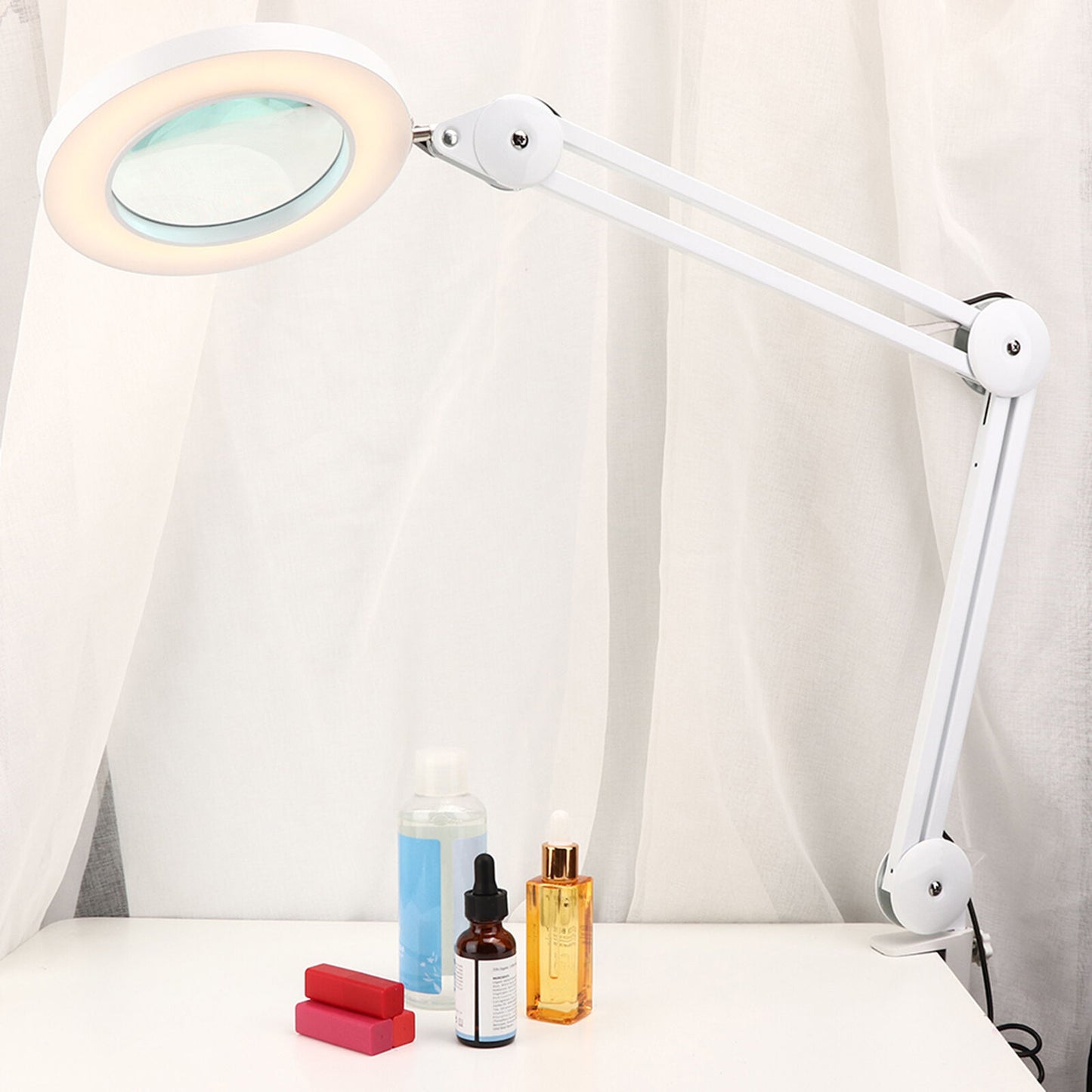 new Clip On Magnifier Lamp Tattoo USB 5X Magnifying Ring Lamp(White ) HGF koeek - KOEEK