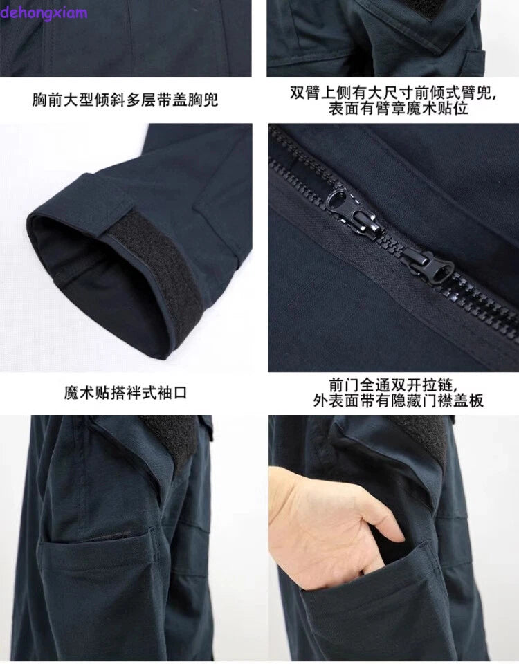 Russian OMOH Special Forces outdoors Replica Black Combat Suit Set Jacket+Pants 07FC0E-D4 - KOEEK
