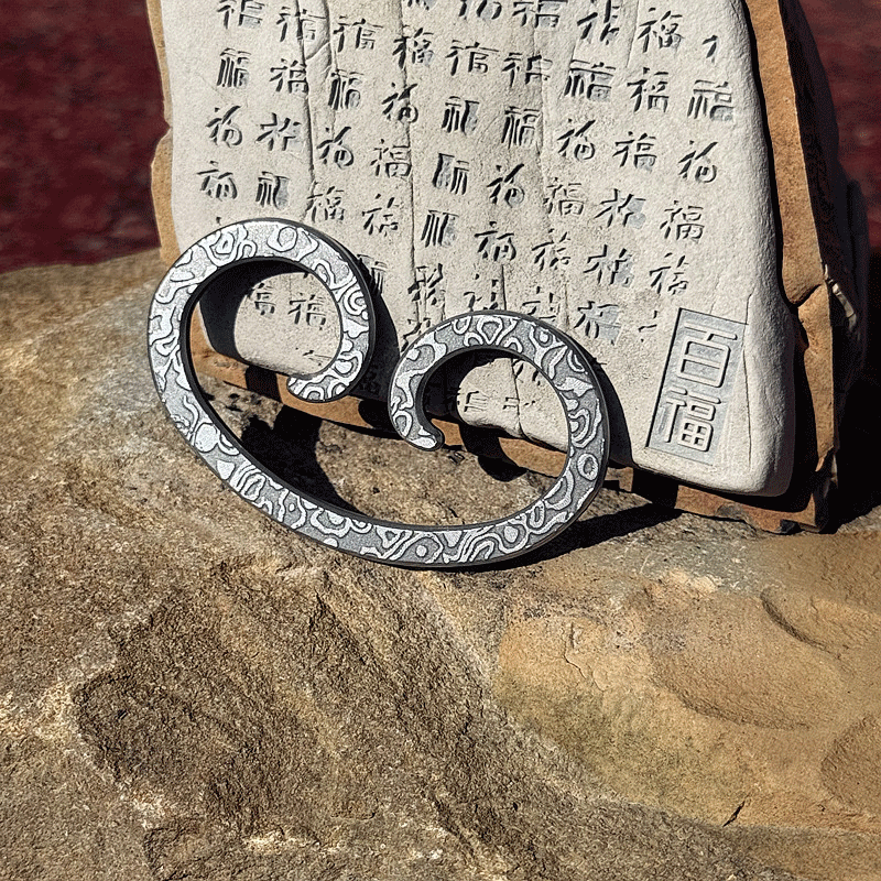 Damascus Pattern Steel Pocket Keychain Buckle EDC Car Motorcycle Quick Hook Tool 07FC0E-D4 - KOEEK