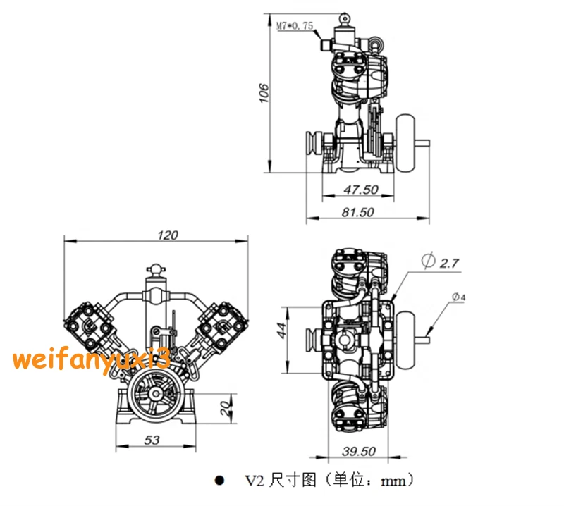 Compact Vintage V2 Steam Engine Model Dual Cylinder Powerful Toy Collection Gift 07FC0E-D4 - KOEEK