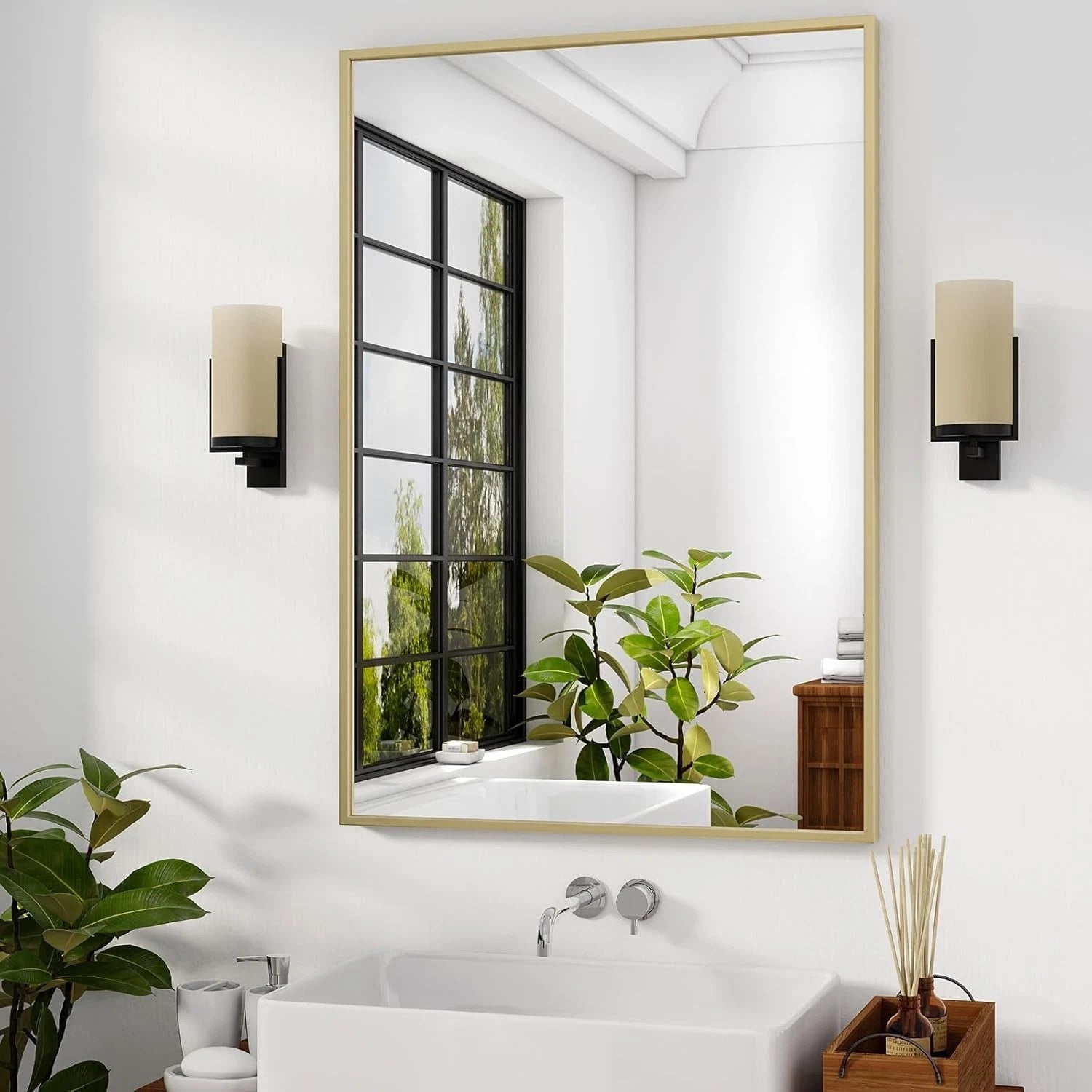 24"x32" Framed Bathroom Mirror for Wall Rectangle Mirror Aluminum Alloy Frame 07FC0E-D4 - KOEEK