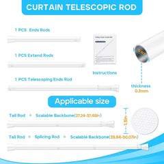 White Tension Curtain Rod for Windows 28 to 48 inch, Adjustable Expandable 07FC0E-D4 - KOEEK
