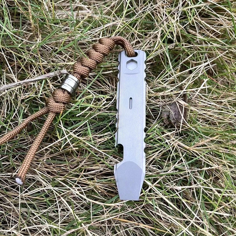 Outdoor EDC Titanium Alloy Pocket Pry Bar Crowbar Opener Wrench Multi Tools 07FC0E-D4 - KOEEK