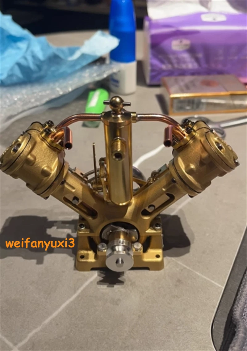 Compact Vintage V2 Steam Engine Model Dual Cylinder Powerful Toy Collection Gift 07FC0E-D4 - KOEEK